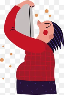 手绘吃东西的大胃王,免抠元素