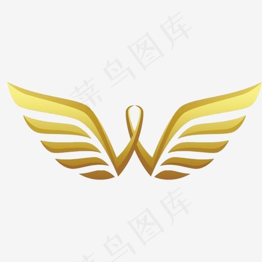 字母W金色翅膀企业标志设计(1217*512px)psd模版下载