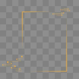 手绘金色祥云边框,免抠元素