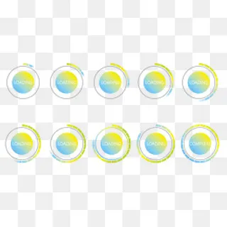 矢量精美蓝黄渐变圆形缓冲图标,免抠元素