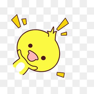 小清新动物手绘可爱小黄鸭png,免抠元素