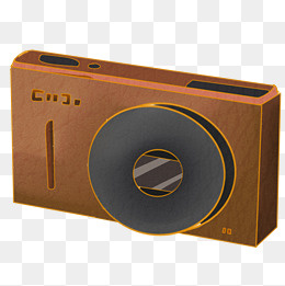 手绘棕色照相机插画