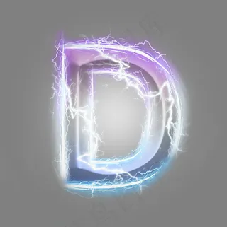 炫酷紫色蓝色闪电字母D