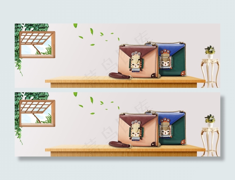 简约时尚包包箱包banner背景图片素材,背景元素