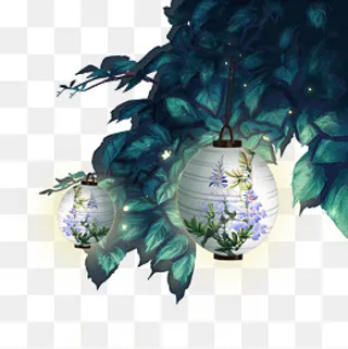 古风水墨兰花灯笼,免抠元素
