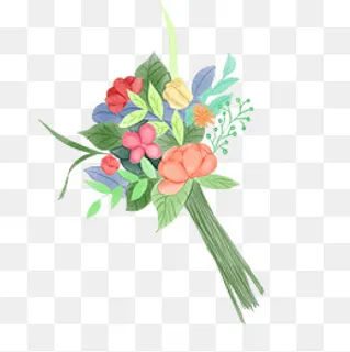 婚礼婚姻花束手捧花插画