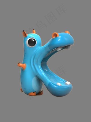 卡通矢量三维动物字母PNG图,免抠元素艺术字