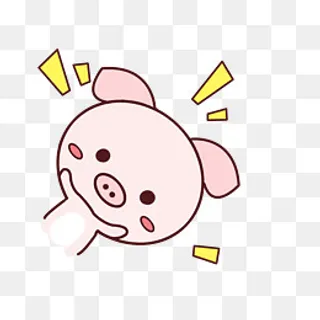 小清新小猪动物卡通手绘png,免抠元素