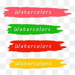 矢量手绘水彩横幅标签,免抠元素
