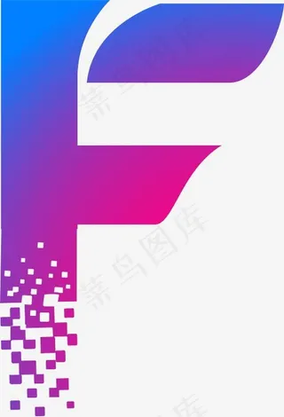创意渐变大写F字母标志