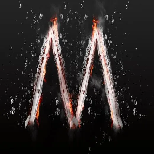 水火交融大写字母艺术字M(2000X2000(DPI:150))psd模版下载