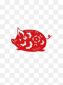 猪年创意窗花剪纸设计元素,免抠元素(1024*1369px)ai矢量模版下载