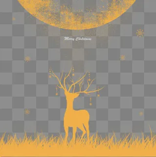 圣诞节圣诞麋鹿雪花月亮免抠PNG素,免抠元素