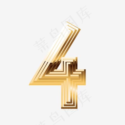 金色矢量立体数字艺术字4,免抠元素艺术字(2001*2001px)ai矢量模版下载