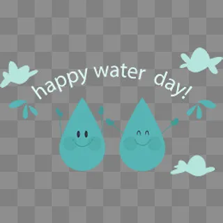 世界水日快乐蓝色水滴,免抠元素