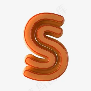 3D创意英文字母玉石效果S
