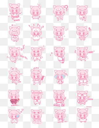 小猪Q版卡通角色动物形象聊天表,免抠元素