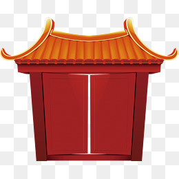 新春红色宫殿大门,免抠元素