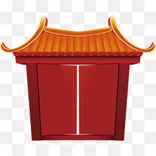 新春红色宫殿大门,免抠元素