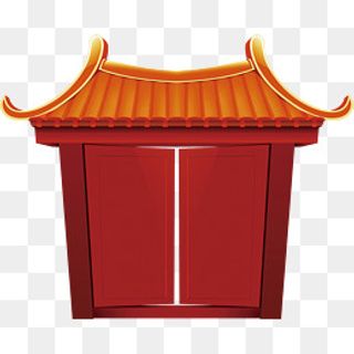 新春红色宫殿大门,免抠元素