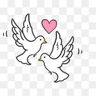 成双成对的爱心白鸽,免抠元素