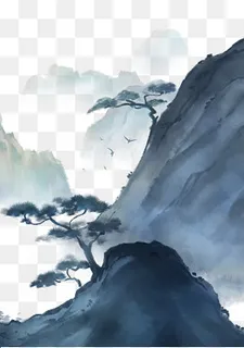中国风水墨山水意境山峰,免抠元素 中国风水墨山水意境山峰,免抠元素