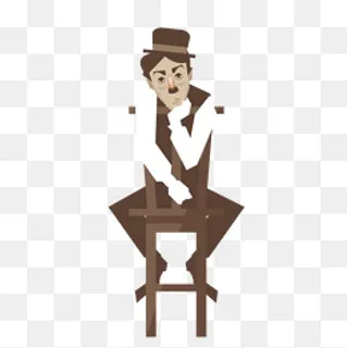 矢量卡通复古卓别林思考问题电影,免抠元素