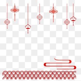 平安灯笼结装饰春节新年边框,免抠元素