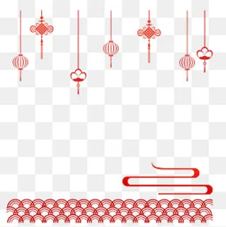 平安灯笼结装饰春节新年边框,免抠元素