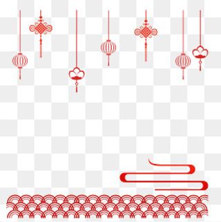 平安灯笼结装饰春节新年边框,免抠元素