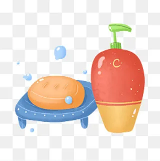 矢量手绘卡通洗漱用品,免抠元素