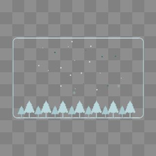 卡通松树蓝色边框,免抠元素