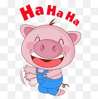 卡通萌宠小猪大笑心情好表情,免抠元素
