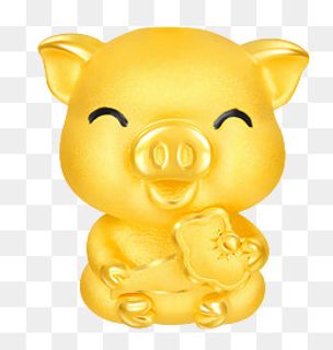 2019年笑口常开小金猪恭祝新春,免抠元素