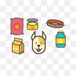 矢量简洁狗掌印小狗宠物用品,免抠元素