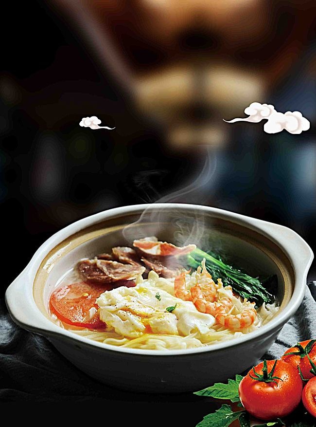 鲜香鸡蛋面海报背景模板背景图片素材