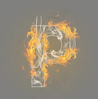 炫酷火焰烟雾光效字母P