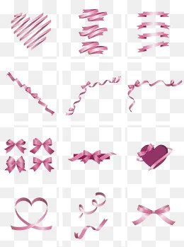 通用节日粉色卡通手绘丝带,免抠元素(2000*2680px)ai矢量模版下载
