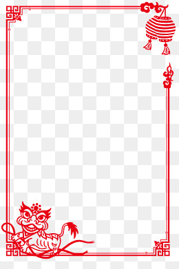 创意花纹年画红色喜庆剪纸狮子灯,免抠元素(2000*3000px)psd模版下载