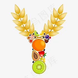 水果树叶创意字母Y
