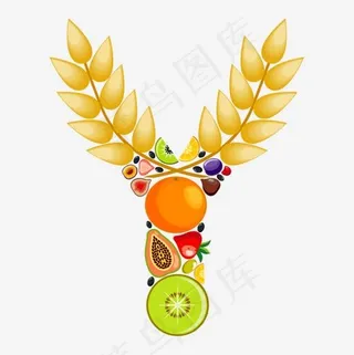 水果树叶创意字母Y