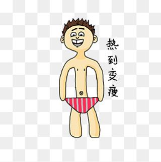 可爱卡通搞怪男孩热到变瘦表情包
