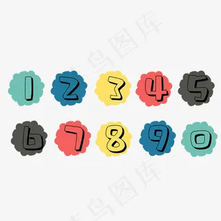 多彩水彩笔触绘画创意艺术数字 多彩水彩笔触绘画创意艺术数字