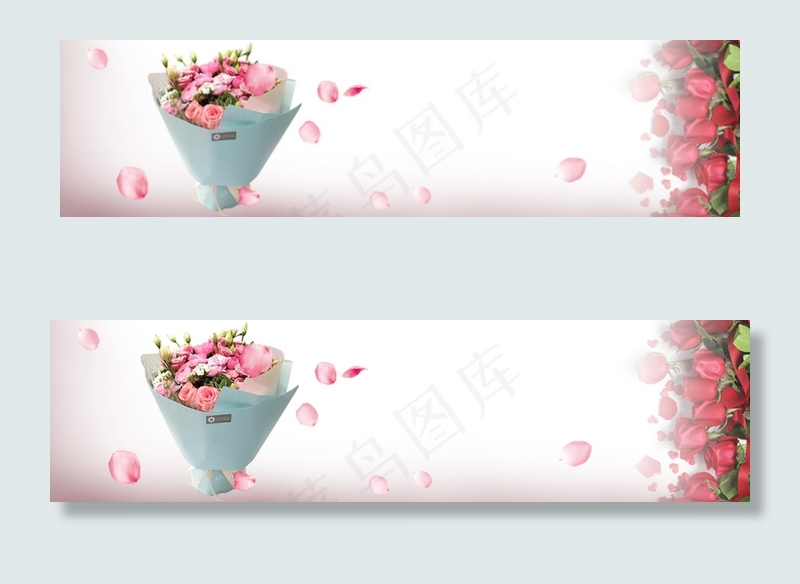 鲜花简约白色banner背景图片素材