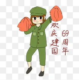 手绘国庆节女军人表情包建国69周(2000*2000px)psd模版下载