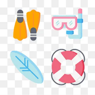 夏至夏天海边沙滩装备免扣素材,免抠元素