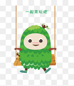 一起玩吧手绘绿色小树人表情包(5221*6041px)ai矢量模版下载