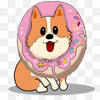 春节派对甜甜圈柯基,免抠元素