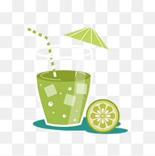 夏天卡通猕猴桃汁清凉矢量图,免抠元素