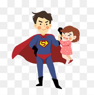 我的老爸是超人原创手绘卡通素材,免抠元素